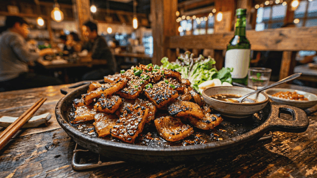 Grilled pork rinds with side dishes
