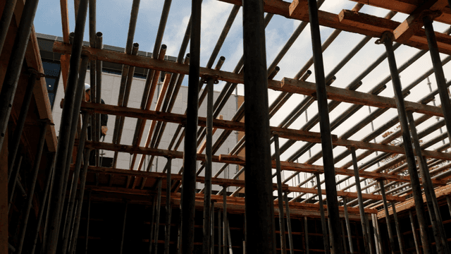 Construction site with scaffolding