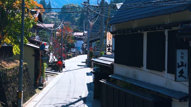 Alleyway in a Traditional Japanese Village Sunny Day