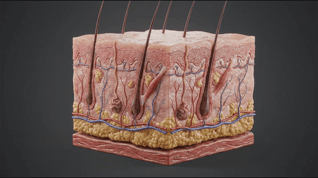Detailed view of human skin layers
