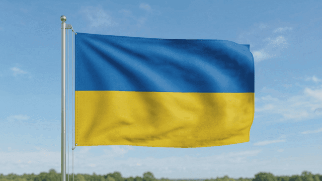 Ukrainian flag waving in the breeze