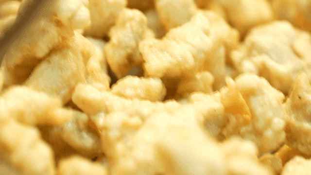 Golden brown fried sweet and sour pork