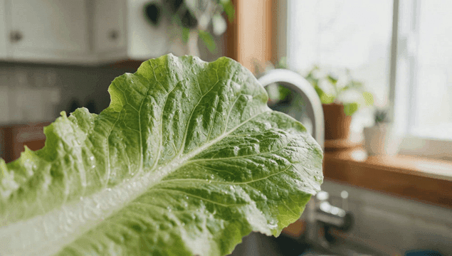 주방에서 신선한 상추