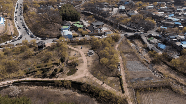 Scenic country village with winding roads