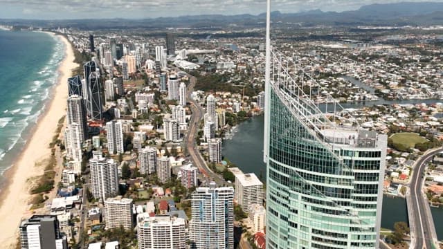 Aerial View of Coastal Urban Landscape