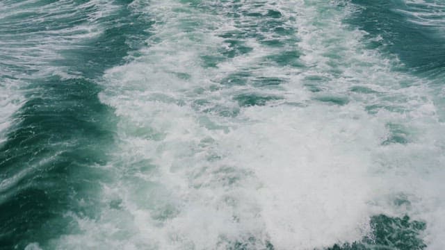 배가 지나가며 만들어내는 거친 파도