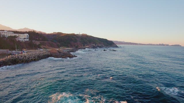 Coastal landscape with gentle waves