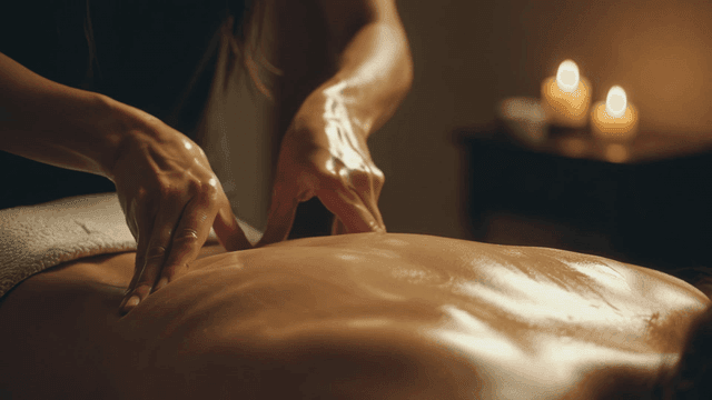 Relaxing back massage in candlelight atmosphere