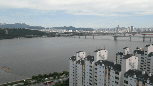 Cityscape with river and bridge view