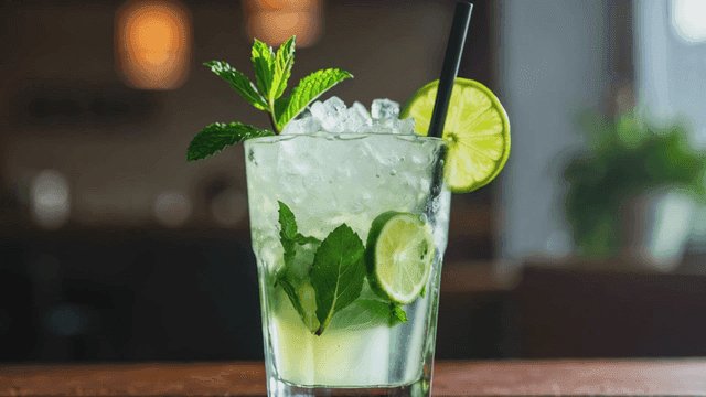 Refreshing cocktail with lime and mint