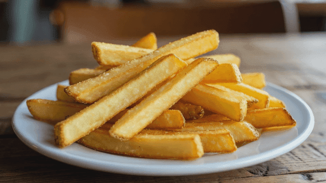 Plate of crispy golden french fries