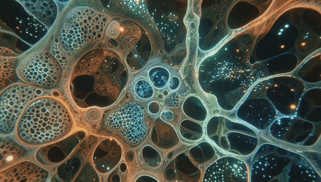 Colorful abstract patterns with glowing dots