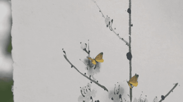 나비가 날아오는 전통 그림