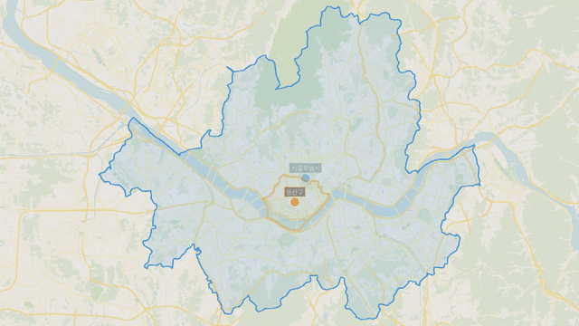 Map showing boundaries of Yongsan-gu, Seoul