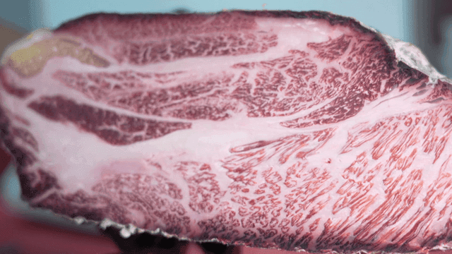 Close-up of aged, marbled beef