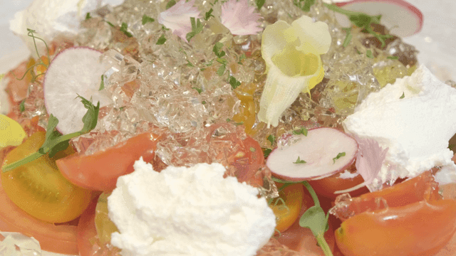 A colorful salad with fresh ingredients