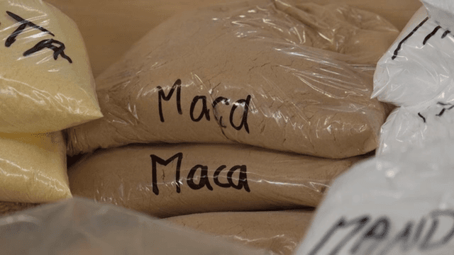 라벨이 붙은 비닐봉지에 담긴 다양한 가루