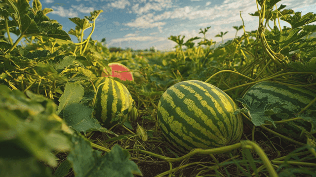 햇살 가득한 밭에서 자라는 수박