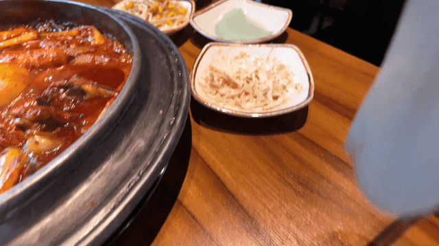 Picked up radish salad with chopsticks