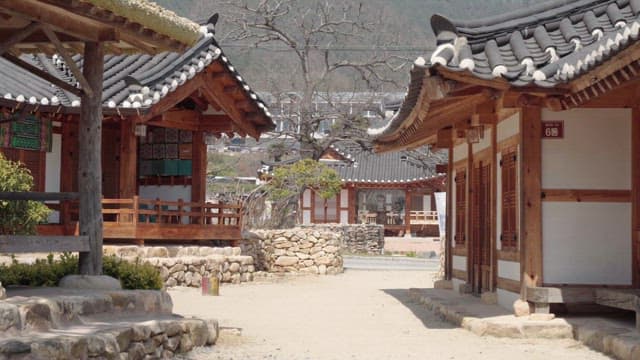 Street of Quiet Traditional Hanok Village on a Sunny Day