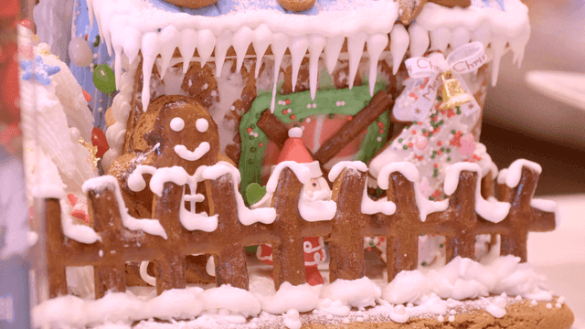 Gingerbread house with Christmas decorations