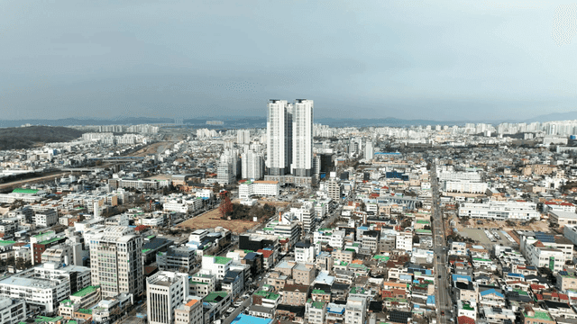 City view with high-rise buildings