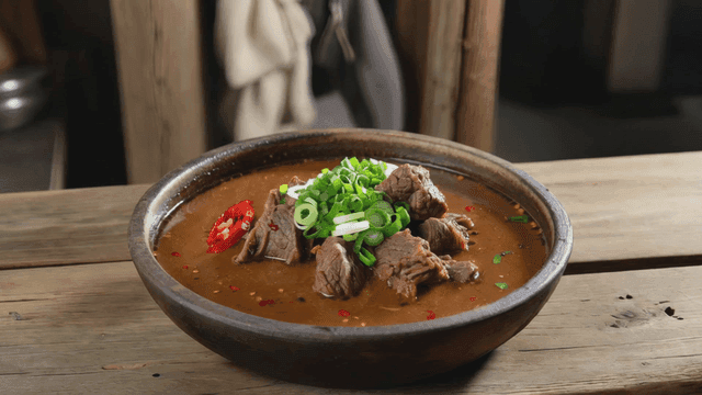 Rich beef soup with vegetables