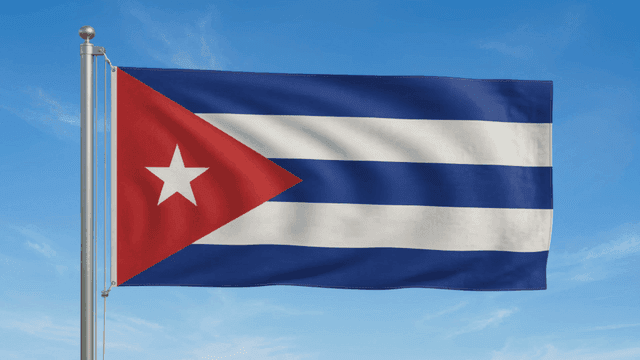 Cuban flag waving against a clear sky