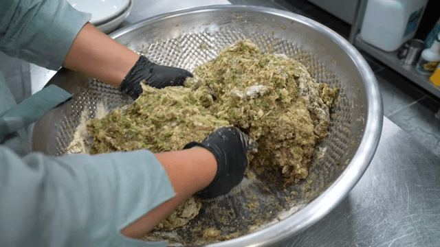 Mixing ingredients in a large bowl