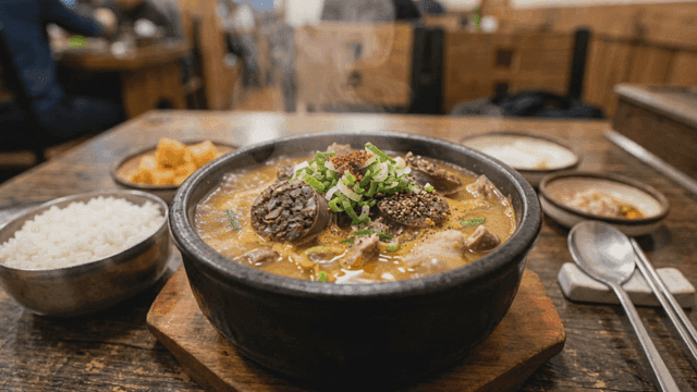 Steaming bowl of sundaeguk