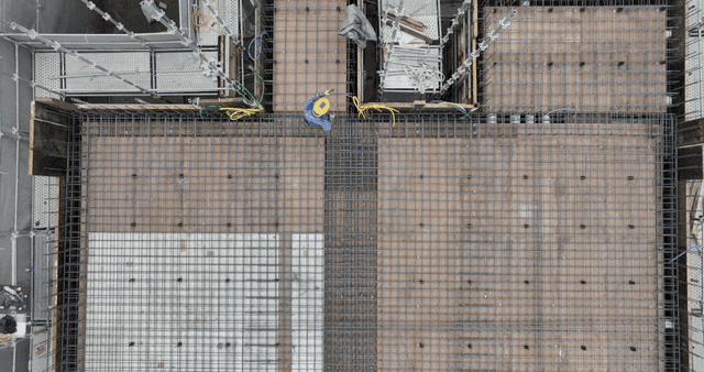 Construction site with steel framework