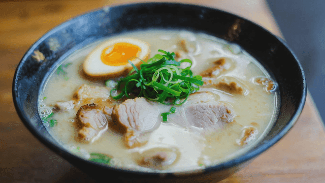 Bowl of ramen with egg and pork chashu