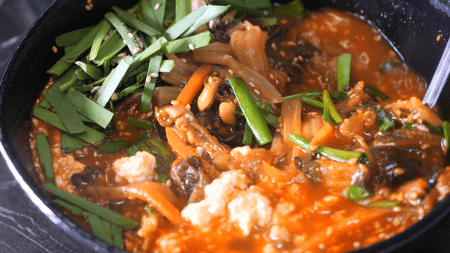 Spicy Seafood Sundubu Jjamppong with Vegetables