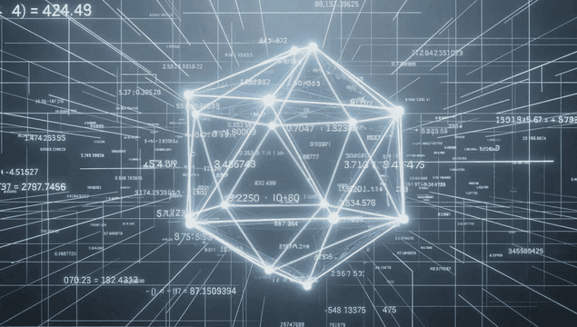 Geometric shape with floating numbers