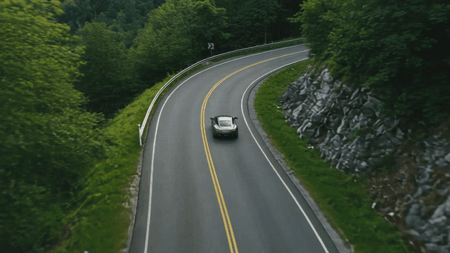 숲길을 달리는 자동차