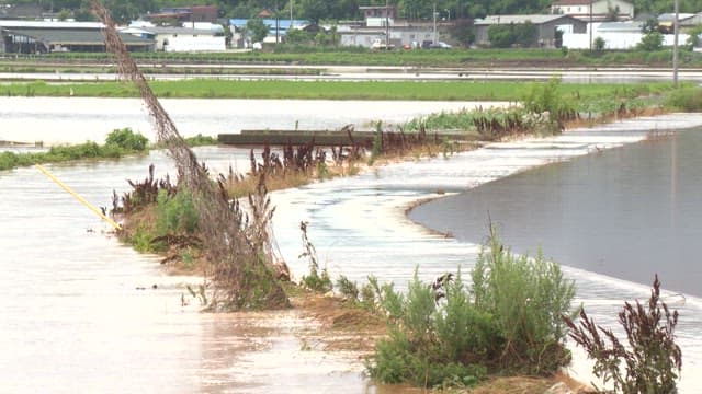 River overflowing all the way to the road