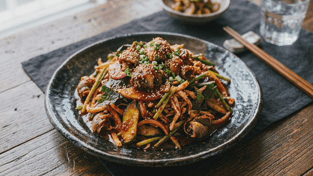 Spicy seasoned whelk with vegetables