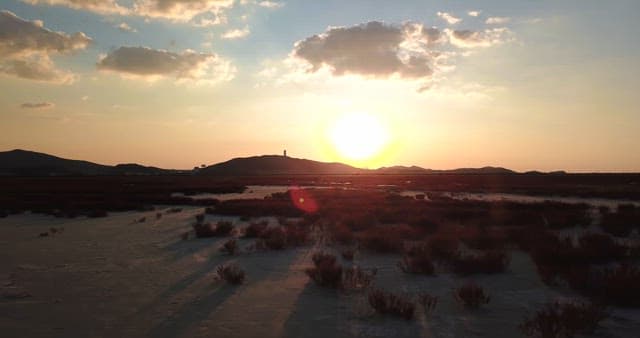 Sunset over a serene landscape