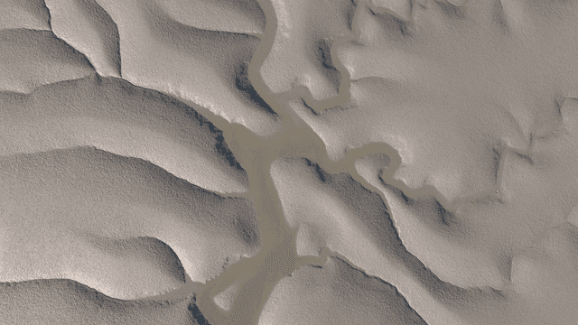 바닷물이 구불거리며 흐르는 갯벌 무늬