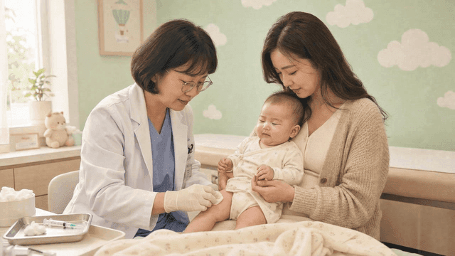 Doctor examining baby