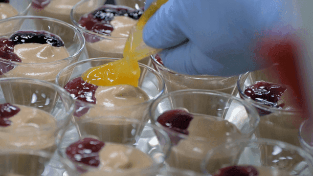 Dessert topped with fruit jam