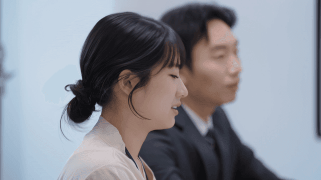 Office meeting with focused discussion