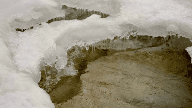 River flowing under a layer of ice