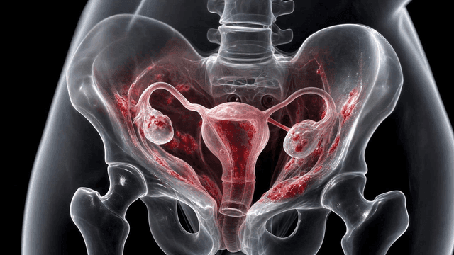 Detailed view of inflamed female reproductive organ