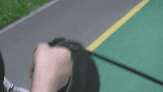 리트랙터블 리드를 잡고 있는 사람