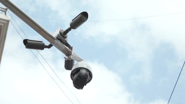 CCTV Staring at Various Locations under Cloudy Skies