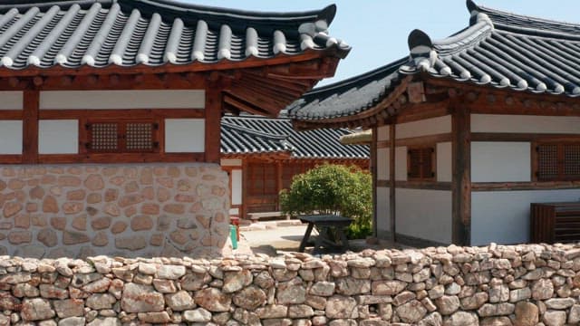 Front Yard of Quiet Traditional Hanok on a Sunny Day