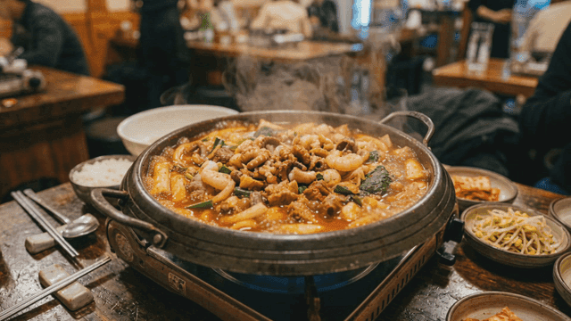 Nakgopsae on restaurant gas burner