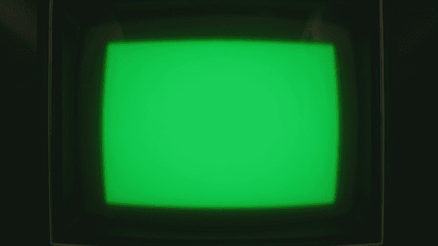 녹색 화면의 빈티지 TV