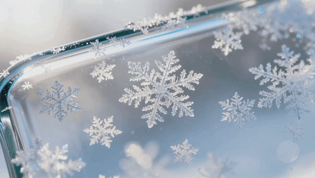 유리 위에 정교한 눈송이의 클로즈업